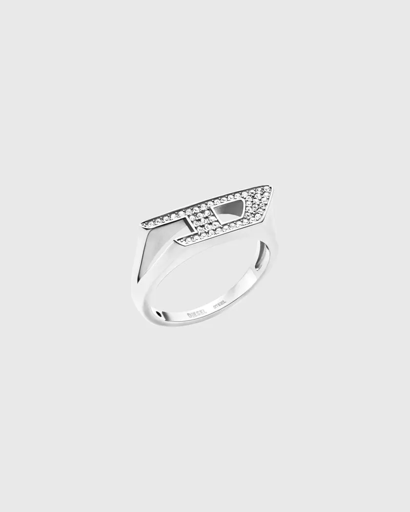 Diesel Siegelring aus Edelstahl mit Glitzereffekt - Ringe - Unisex - Silber Silber