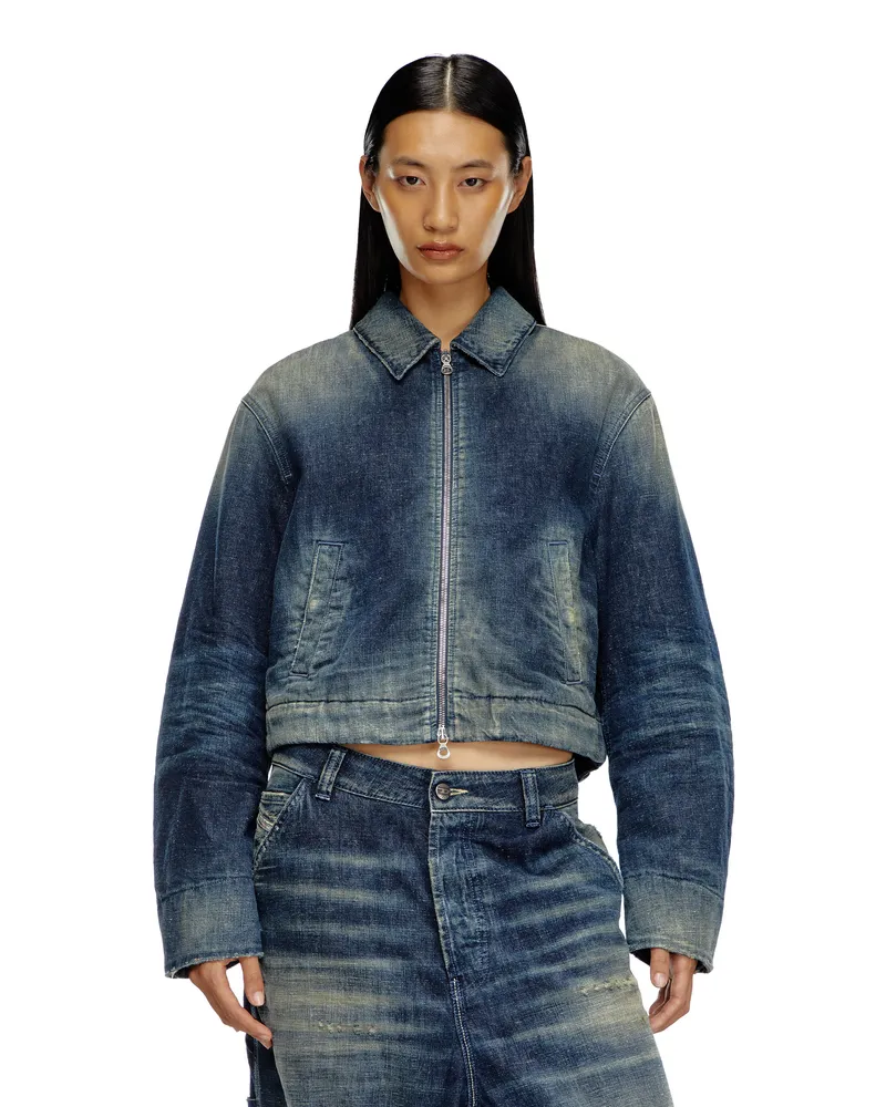 Diesel Gefütterte Jacke aus Denim im Utility-Stil - Denim jacken - Damen - Blau Blau