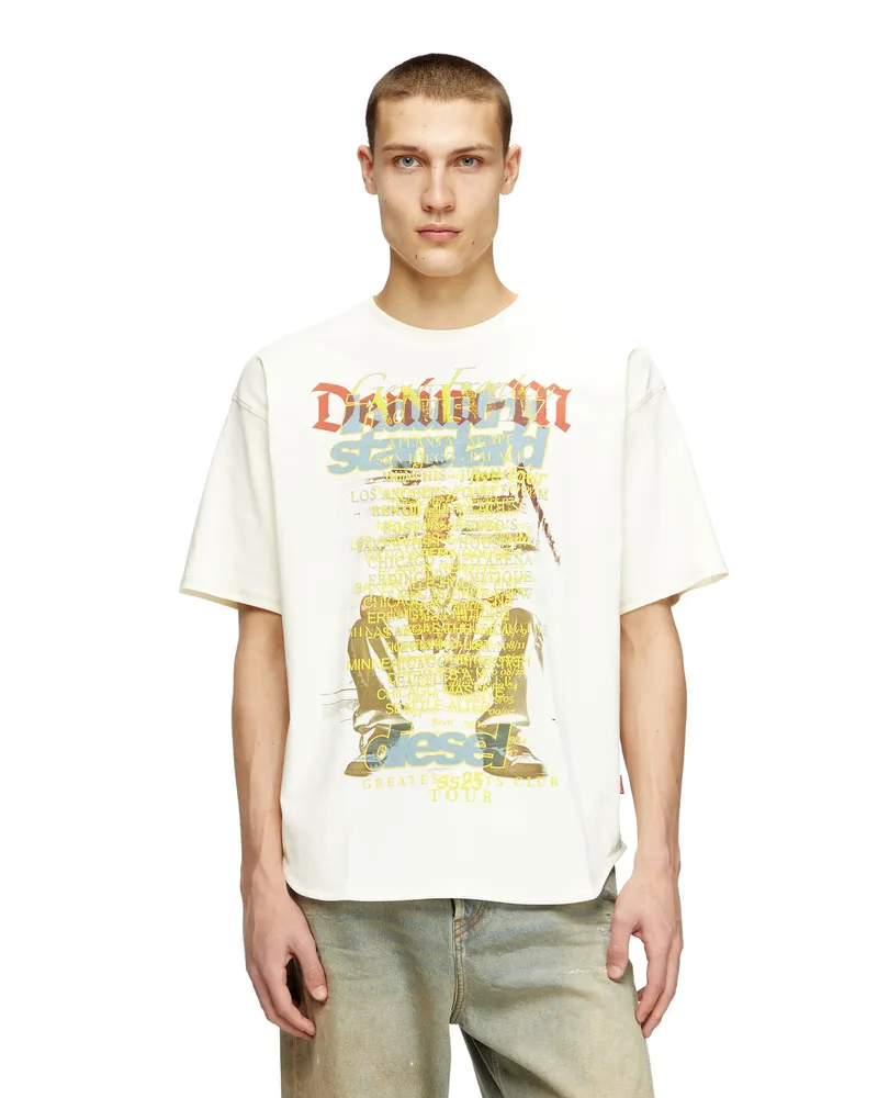 Diesel T-Shirt mit Text-Print - T-Shirts - Unisex - Weiss Weiss