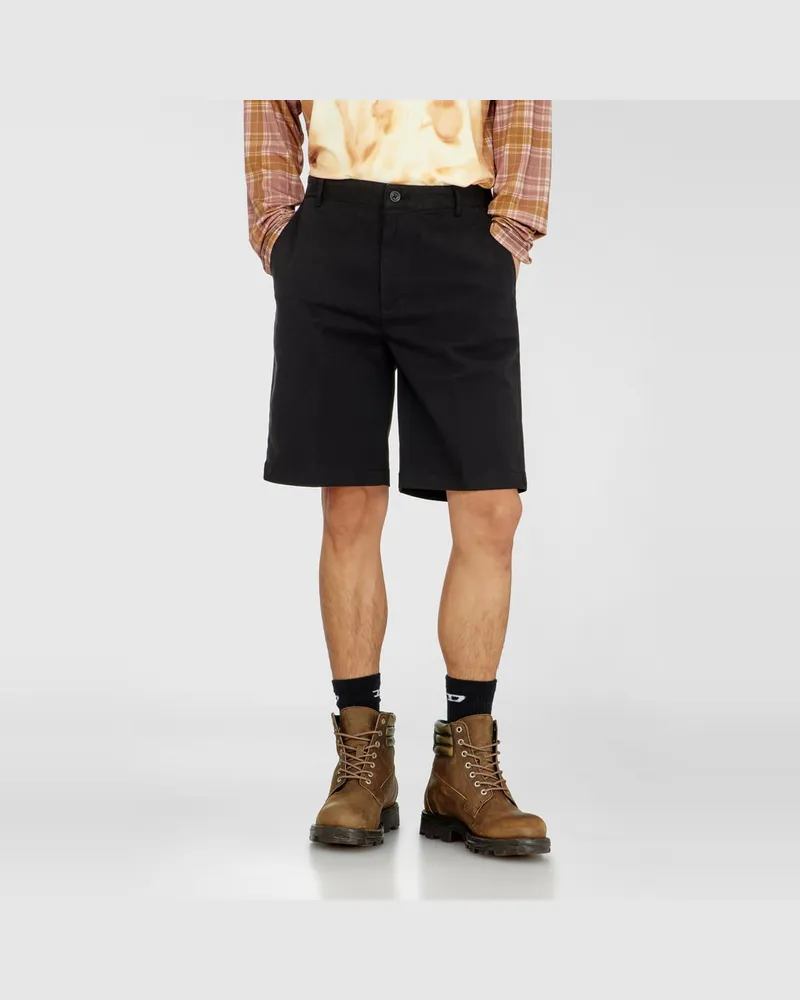 Diesel Shorts aus Baumwolle mit tonalem Oval D Logo - Kurze Hosen - Herren - Schwarz Schwarz