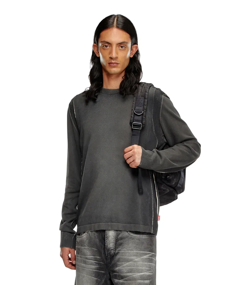 Diesel Pullover aus behandelter Baumwolle - Strickwaren - Schwarz