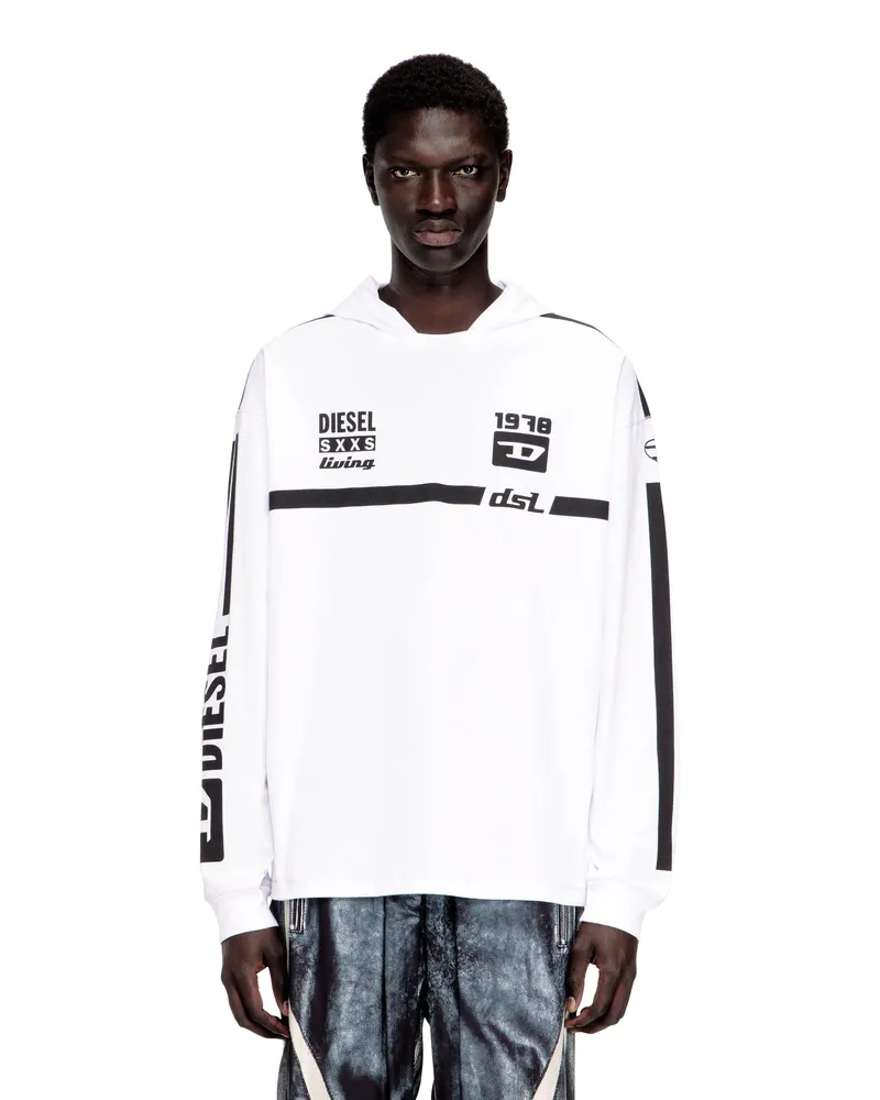 Diesel Hoodie-T-Shirt mit kontrastierenden Grafiken - T-Shirts - Herren - Weiss Weiss