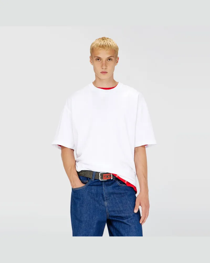 Diesel T-Shirt mit großer Oval D-Stickerei - T-Shirts - Herren - Weiss Weiss