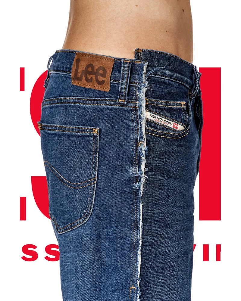 Diesel Regular Jeans - Dieseloves 03, Mittelblau, Knopfverschluss Blau