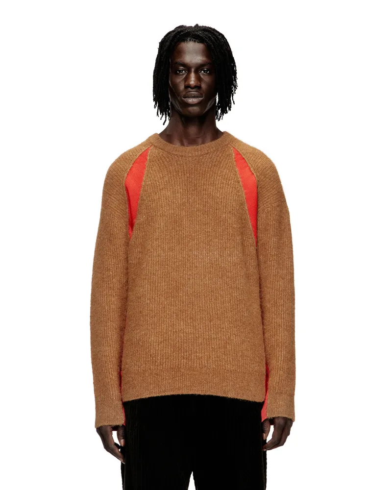 Diesel Pullover aus Alpakamischung mit kontrastierenden Einsätzen - Strickwaren - Herren - Braun Braun