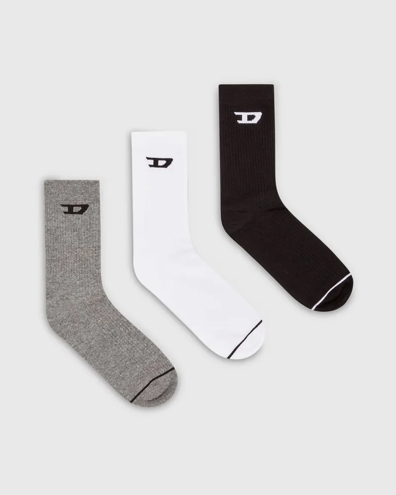 Diesel Rippenstricksocken im Dreierpack mit D-Logo - Socken - Herren - Bunt Bunt