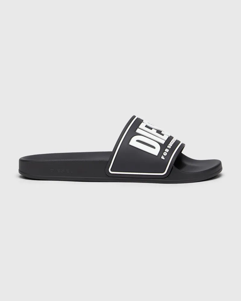 Diesel Sa-Mayemi-Badeschlappen mit 3D-Logo - Pantoletten - Herren - Schwarz Schwarz