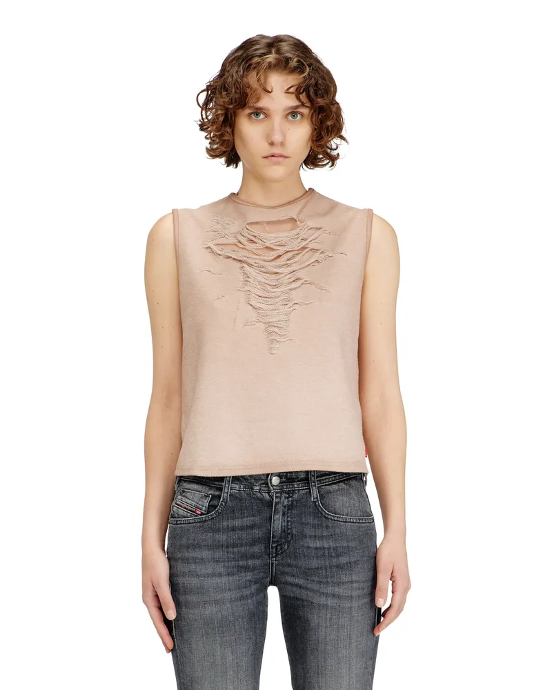 Diesel Ärmelloses Oberteil mit Dévoré-Fäden - T-Shirts - Damen - Rosa Rosa