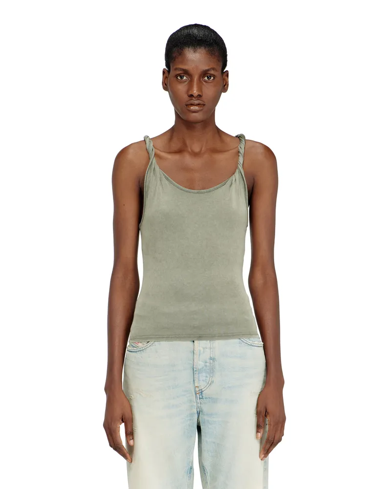 Diesel Tanktop mit gedrehten Trägern - T-Shirts - Damen - Grün Grün