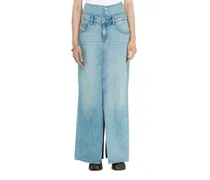 Jeans-Illusion Denim-Maxirock mit Schlitzen - Röcke - Damen - Blau
