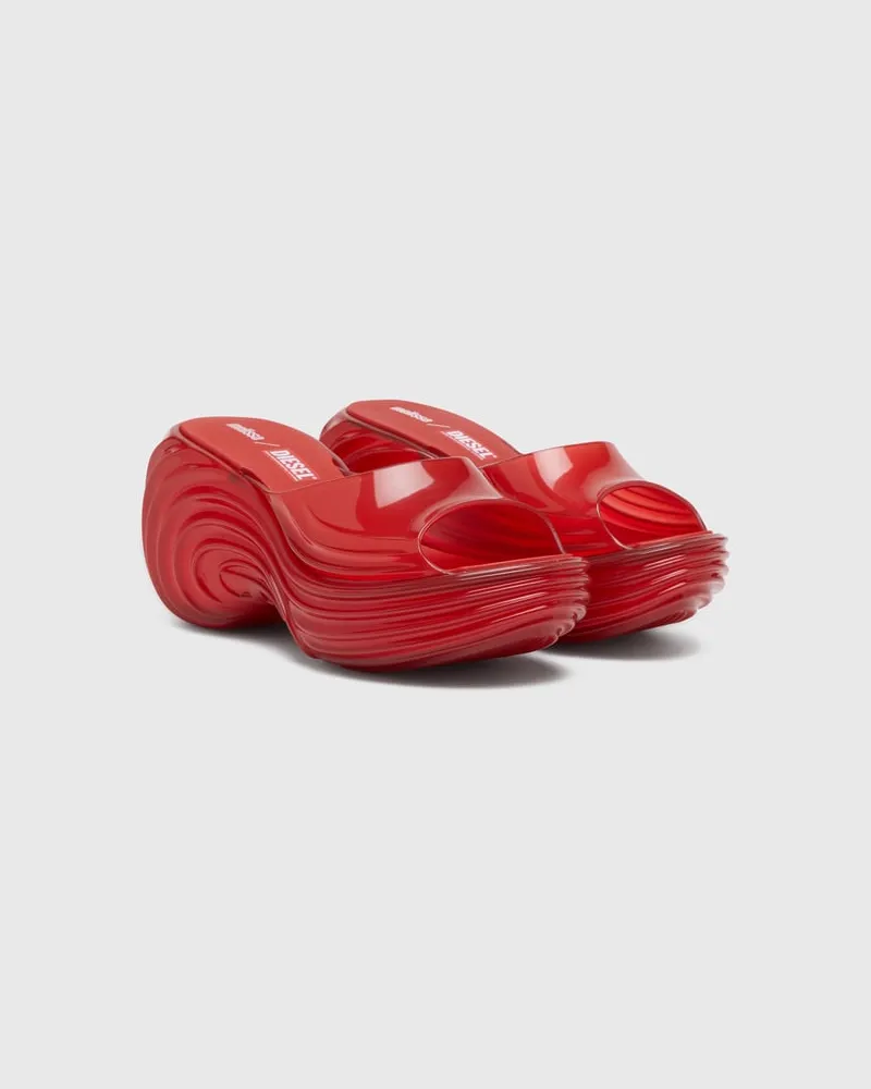 Diesel Plateau-Pantolette aus Melflex - Sandalen - Damen - Rot Rot