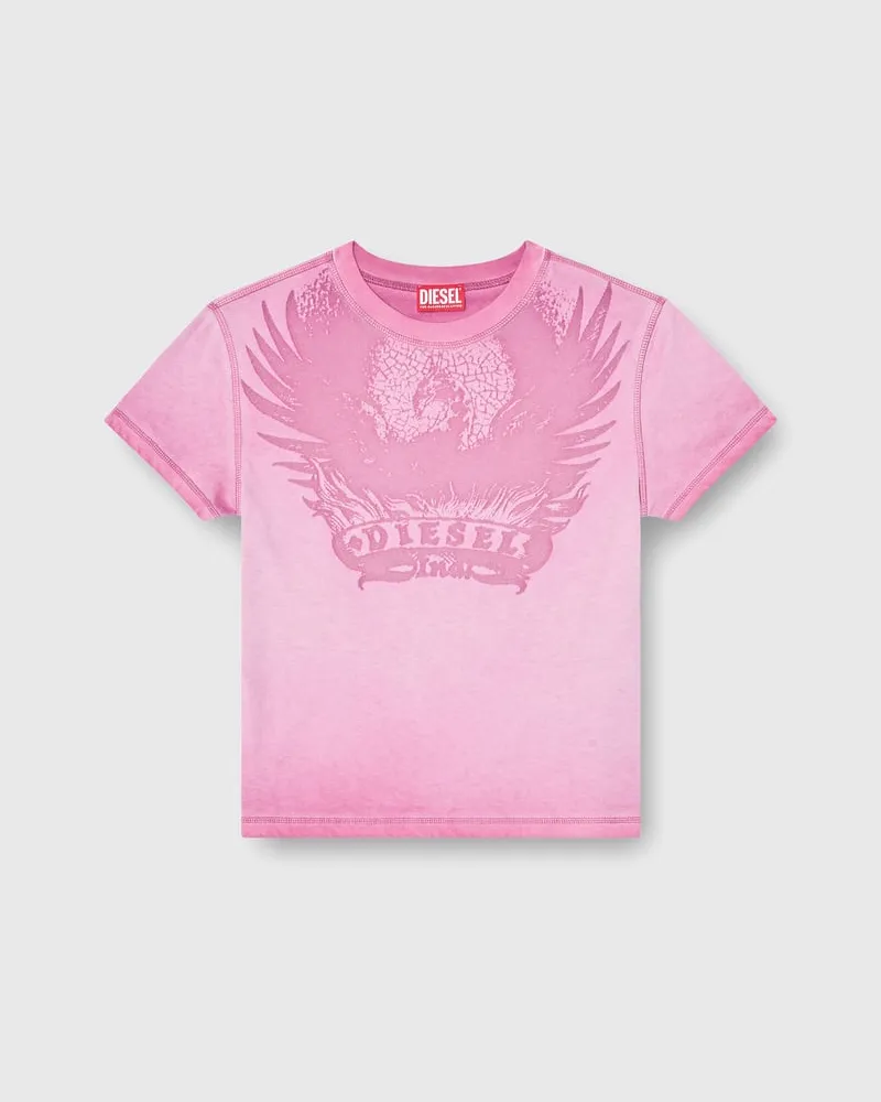 Diesel Slim T-shirt mit dévoré Phoenix - T-Shirts - Damen - Rosa Rosa