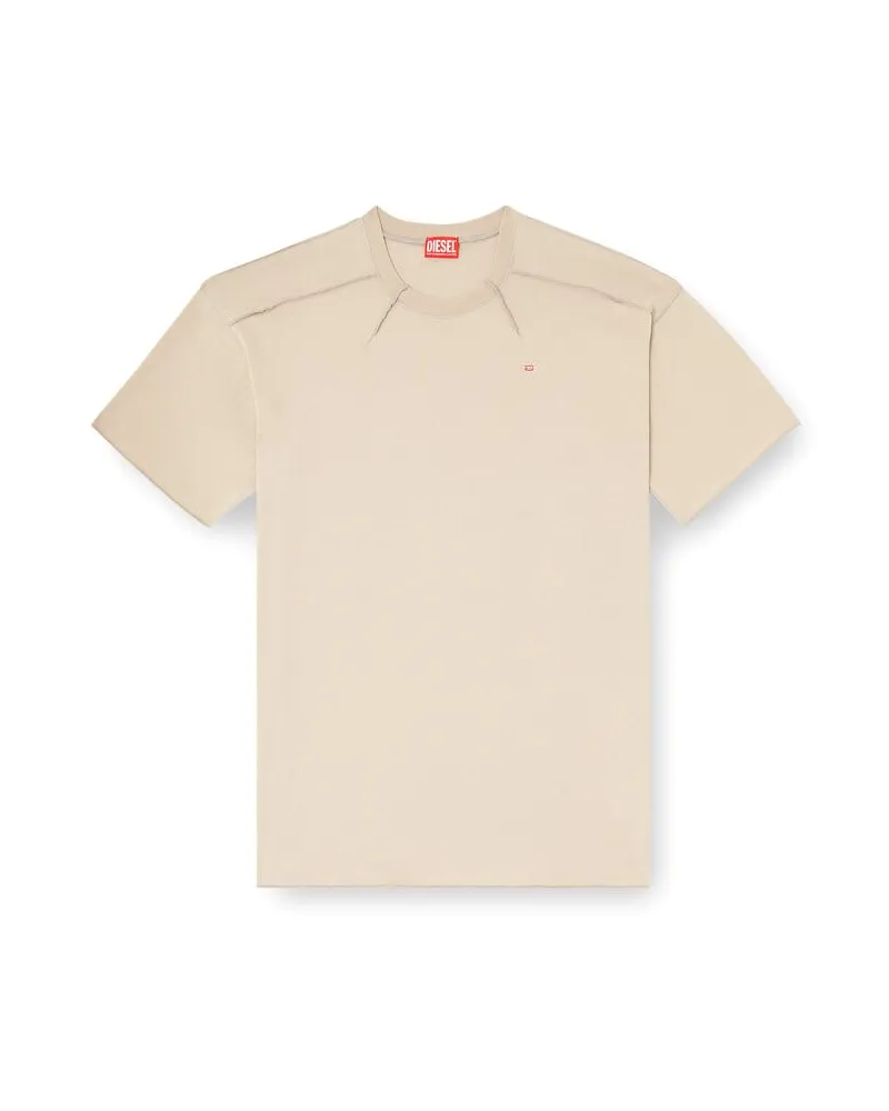 Diesel Baumwoll-T-Shirt mit Mikrostickerei - T-Shirts - Herren - Beige Beige
