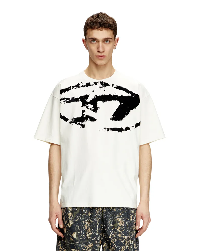 Diesel T-Shirt mit beflocktem Distressed-Logo - T-Shirts - Herren - Bunt Bunt