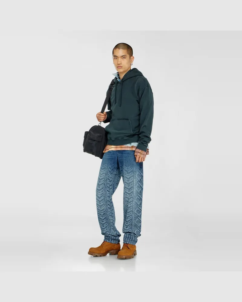 Diesel Hoodie mit Rissen und Kristalldetails - Sweatshirts - Herren - Grün Grün