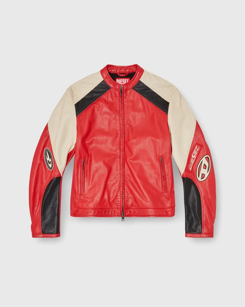 Diesel Bikerjacke aus perforiertem Colour-Block-Leder - Lederjacken - Herren - Bunt Bunt