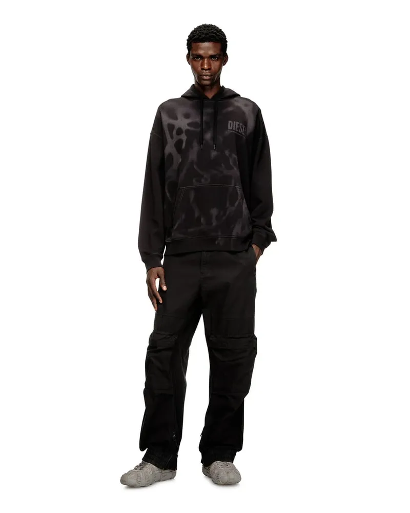 Diesel Baumwoll-Hoodie mit lasergeschnittenen Drucken - Sweatshirts - Herren - Schwarz Schwarz