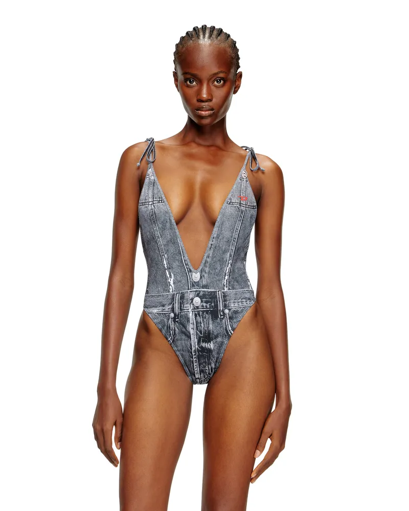 Diesel Tiefer Badeanzug mit Denim-Trompe l'ail - Badeanzüge - Damen - Blau Blau
