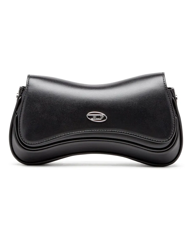 Diesel Play-Schultertasche aus semiglänzendem Leder - Abendtaschen - Damen - Schwarz Schwarz