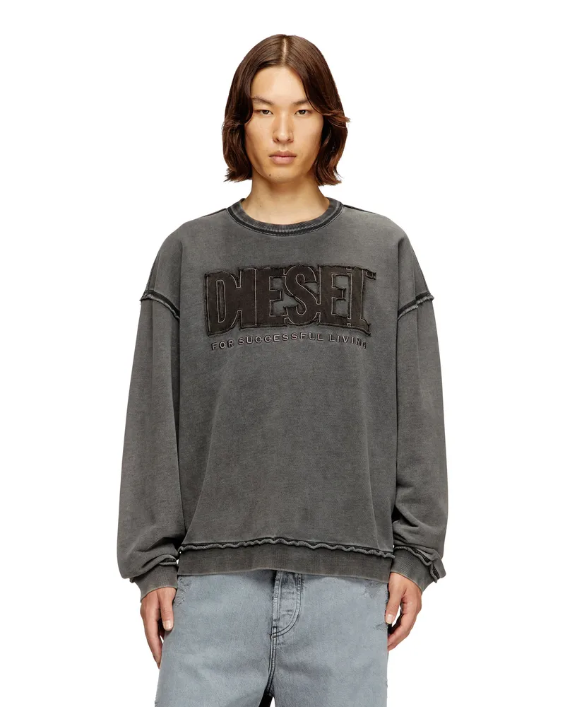 Diesel Baumwoll-Sweatshirt mit appliziertem Logo - Sweatshirts - Herren - Grau Grau