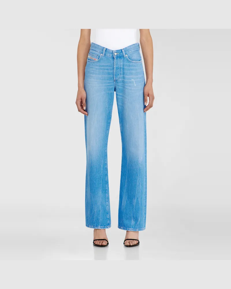 Diesel Regular Jeans High Waist 1971 D-Sent, Hellblau, Knopfverschluss Blau