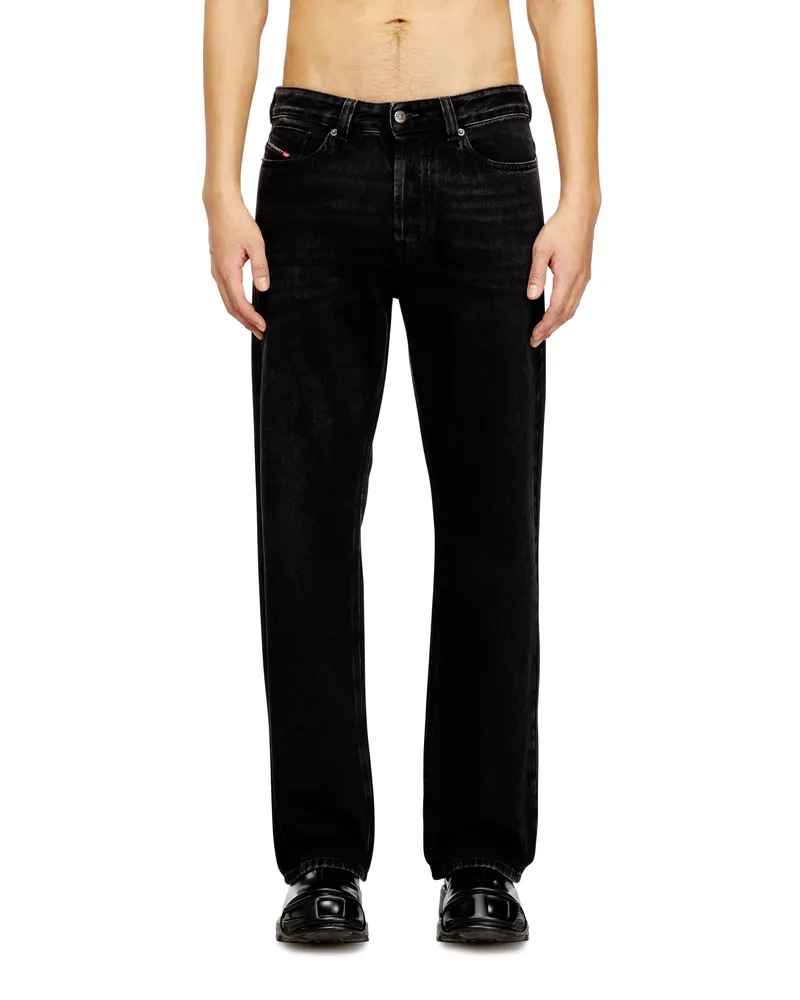 Diesel Relaxed Jeans Regular Waist 1980 D-Eeper, Schwarz/Dunkelgrau, Knopfverschluss Schwarz