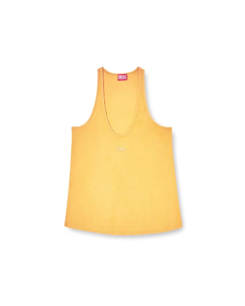 Diesel Geripptes Tanktop mit Oval D - T-Shirts - Damen - Orange Orange