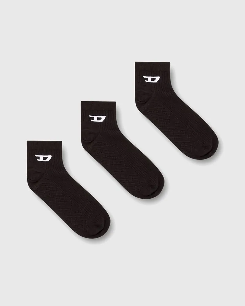 Diesel Fersensocken im Dreierpack mit D-Logo - Socken - Herren - Schwarz Schwarz