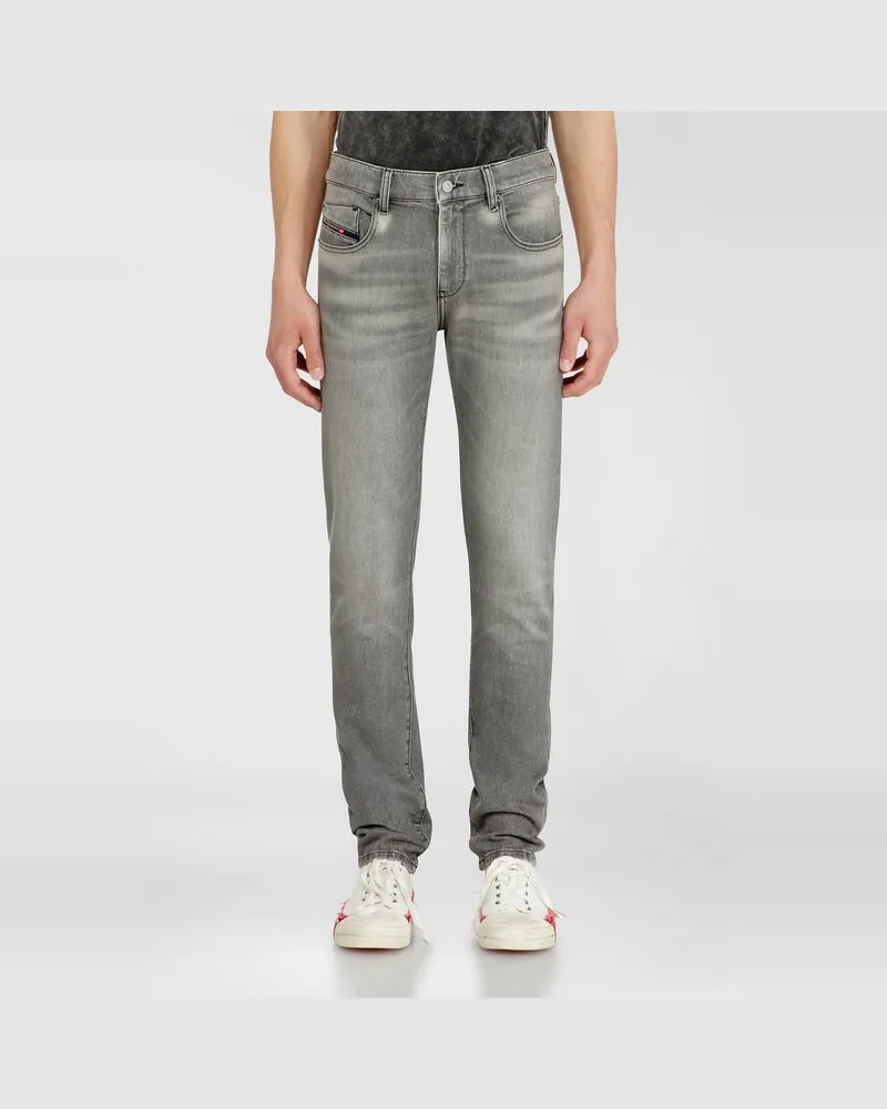 Diesel Slim Jeans Regular Waist 2019 D-Strukt, Hellgrau, Reißverschluss Grau