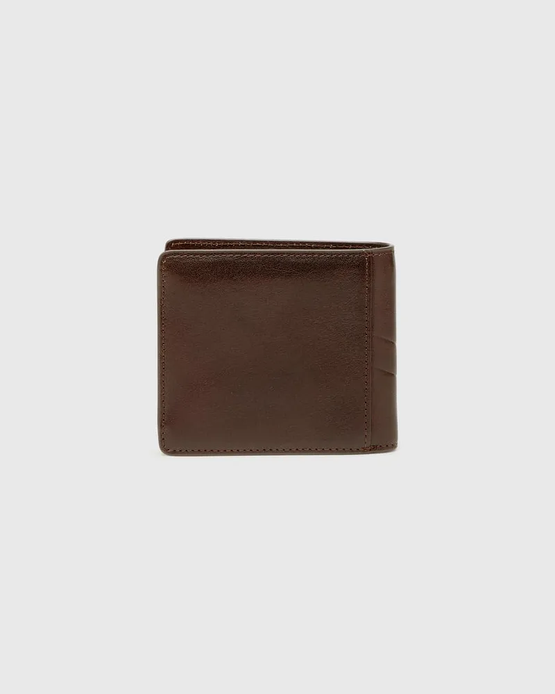 Diesel Zweifach gefaltete Lederbrieftasche mit geprägtem Logo - Kleine Portemonnaies - Herren - Braun Braun