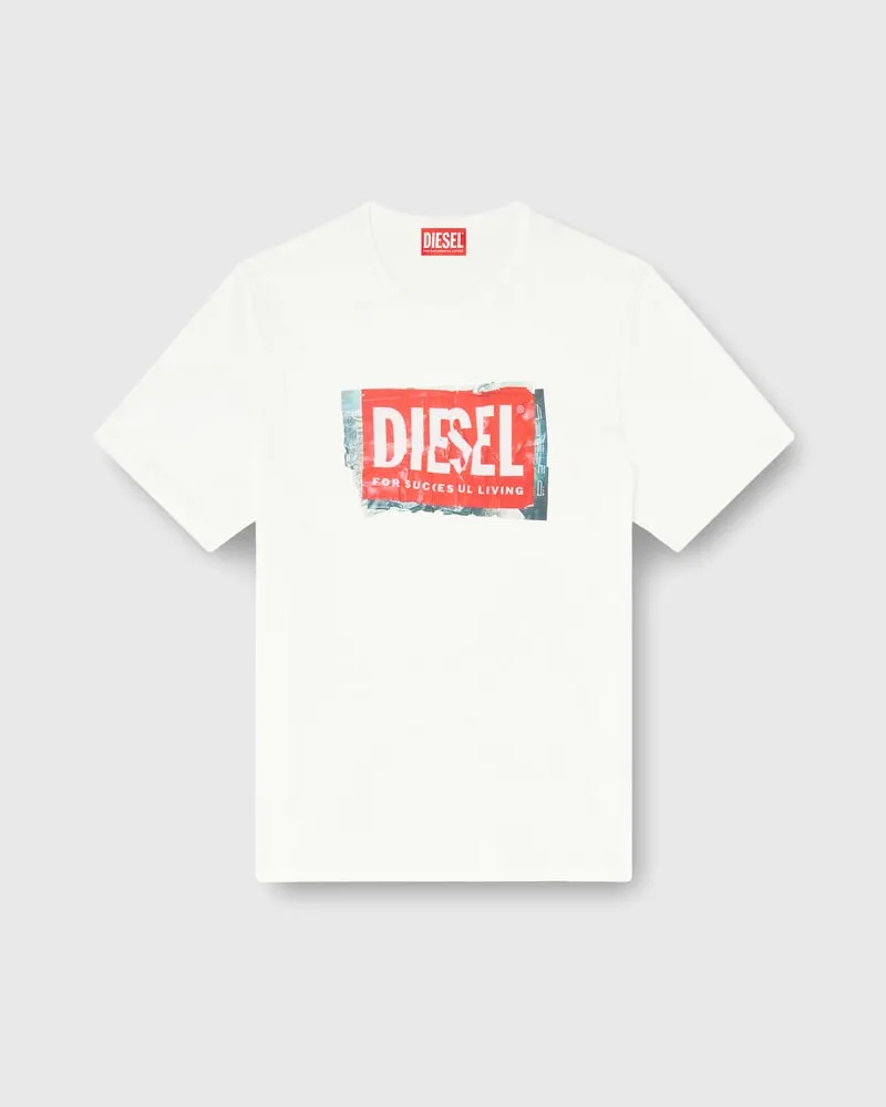 Diesel T-Shirt mit Logo in Knitter-Optik - T-Shirts - Herren - Weiss Weiss