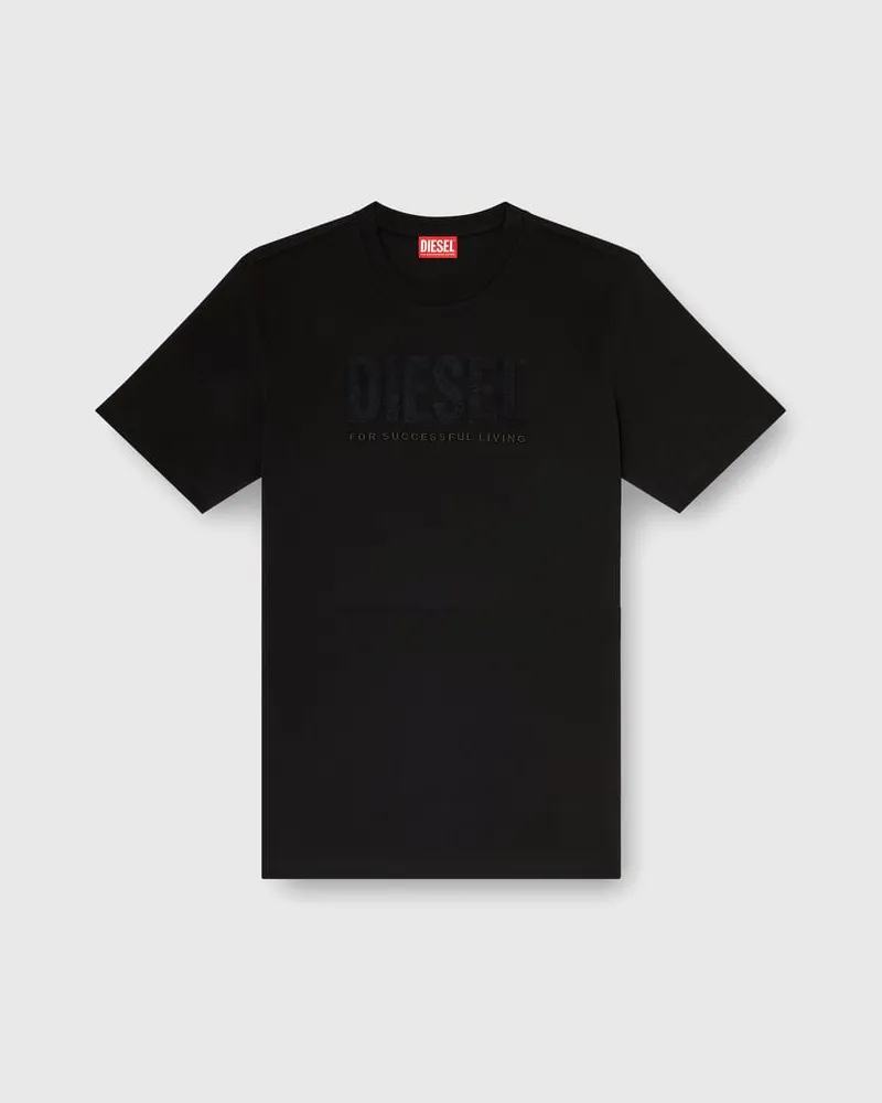 Diesel T-Shirt aus Baumwolle mit tonalem Diesel-Logoprint - T-Shirts - Herren - Schwarz Schwarz
