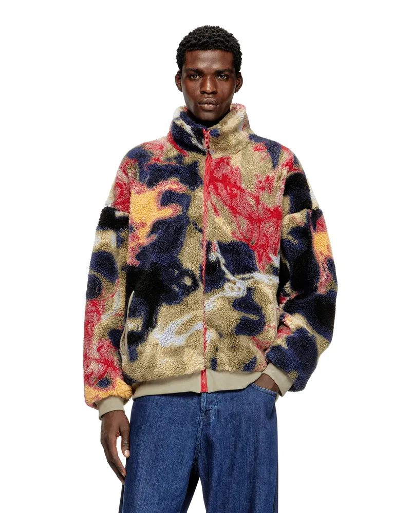 Diesel Teddy-Fleece-Jacke mit Graffiti-Motiv - Jacken - Herren - Bunt Bunt