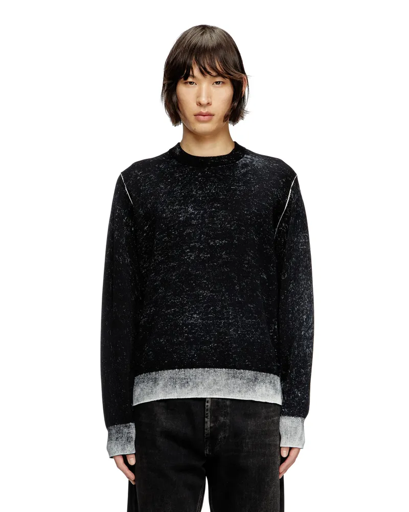 Diesel Pullover aus Baumwolle mit Innen-Print - Strickwaren - Herren - Schwarz Schwarz