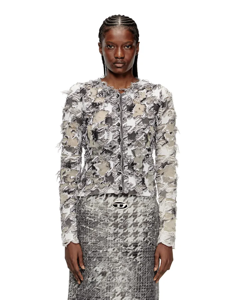Diesel Strickjacke aus Dévoré-Hahnentritt-Jacquard - Strickwaren - Damen - Bunt Bunt