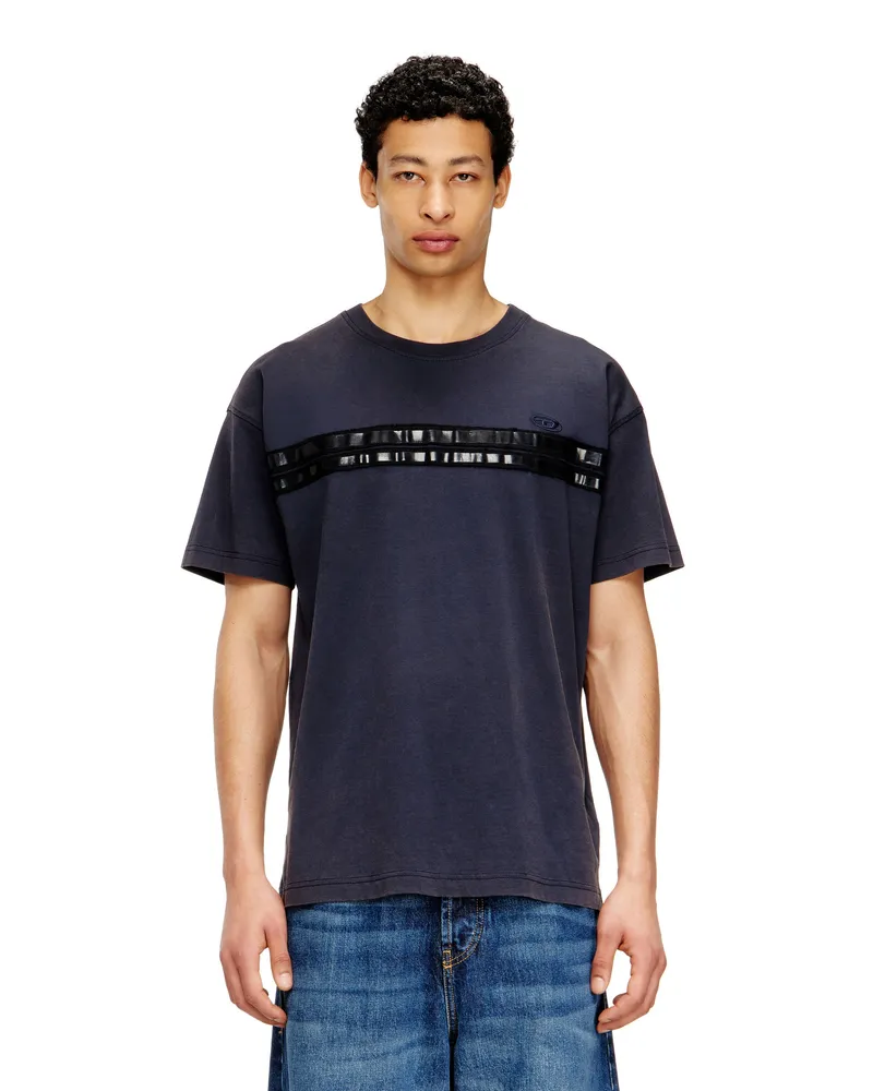 Diesel Reguläres Baumwoll-T-Shirt mit Framis-Bändern - T-Shirts - Herren - Blau Blau