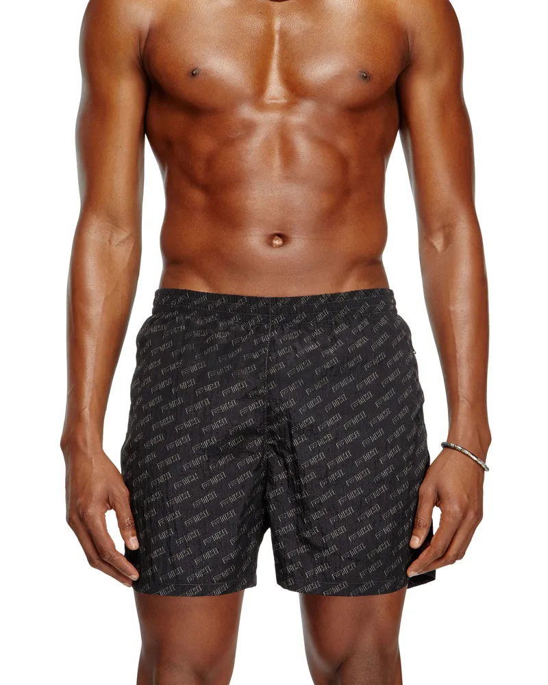 Diesel Mittellange Badeshorts mit Allover-Logo - Badeshorts - Herren - Schwarz Schwarz
