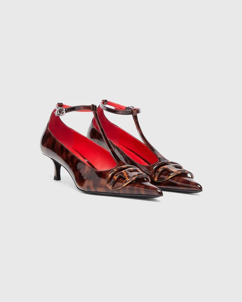 Diesel D-Venus - Patent Leopard T-Bar Pumps - Mokassins und Mules - Damen - Braun Braun