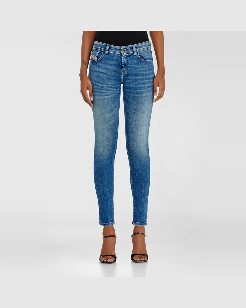 Diesel Skinny Jeans Regular Waist 2017 Slandy, Mittelblau, Reißverschluss Blau