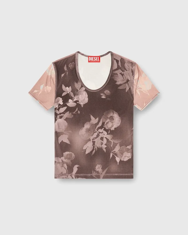 Diesel Top aus geripptem Jersey mit Blumenprint - Oberteile - Damen - Bunt Bunt