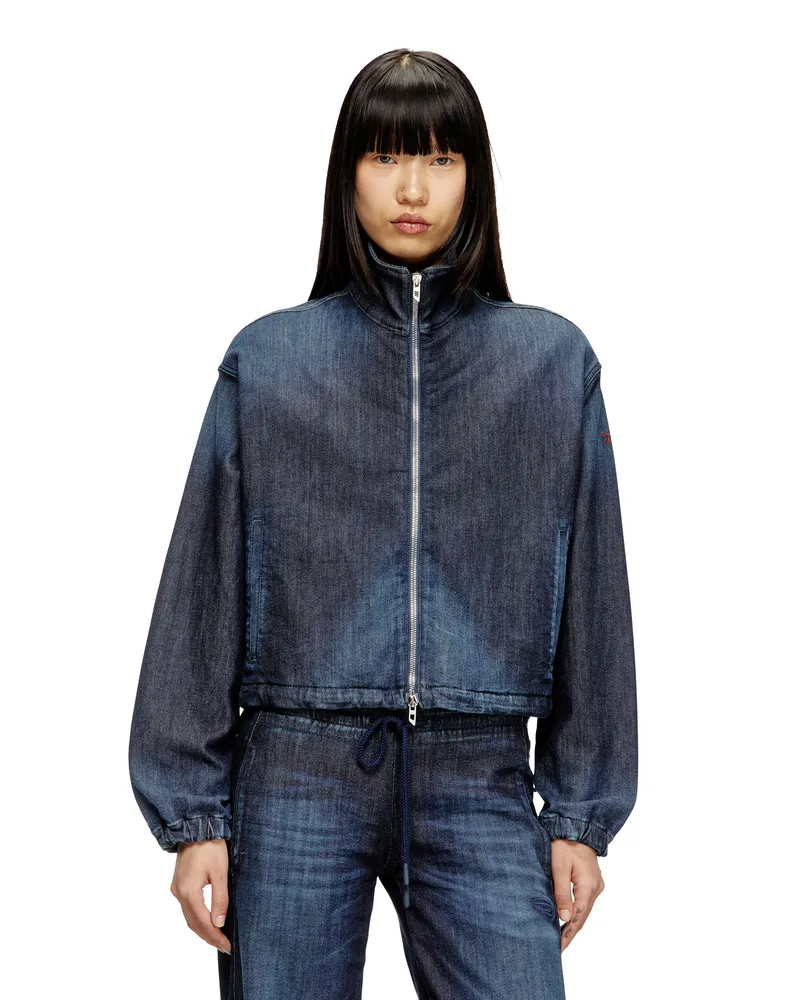 Diesel Jacke aus JoggJeans mit hohem Kragen - Denim jacken - Damen - Blau Blau