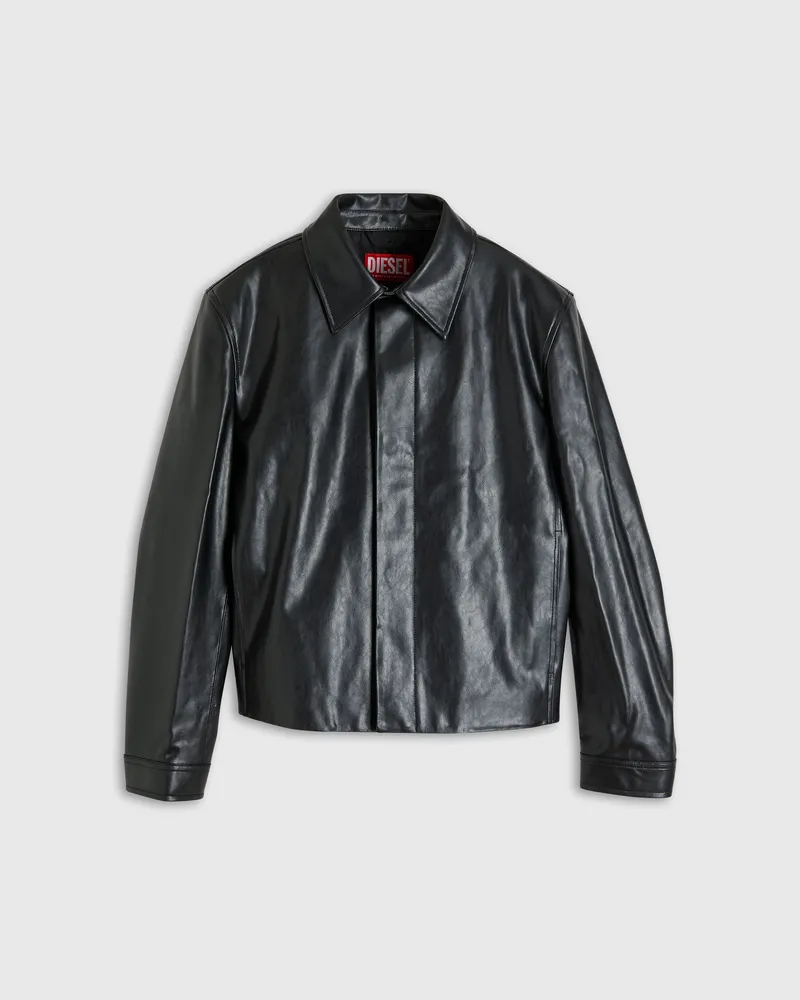 Diesel Schlichte Coachjacke - Lederjacken - Herren - Schwarz Schwarz