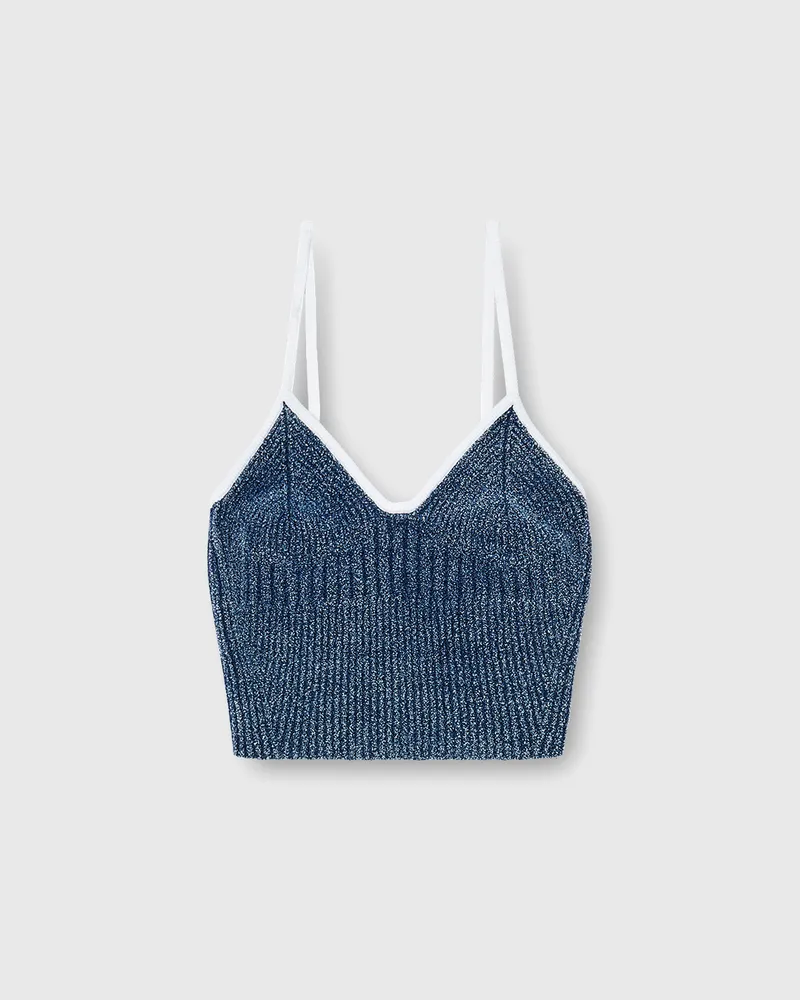 Diesel Crop-Top aus indigo bouclé Rippstrick - T-Shirts - Damen - Bunt Bunt