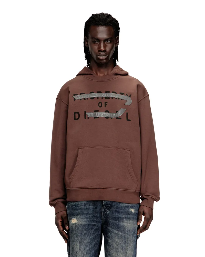 Diesel Baumwoll-Hoodie mit D-Applikation - Sweatshirts - Herren - Braun Braun