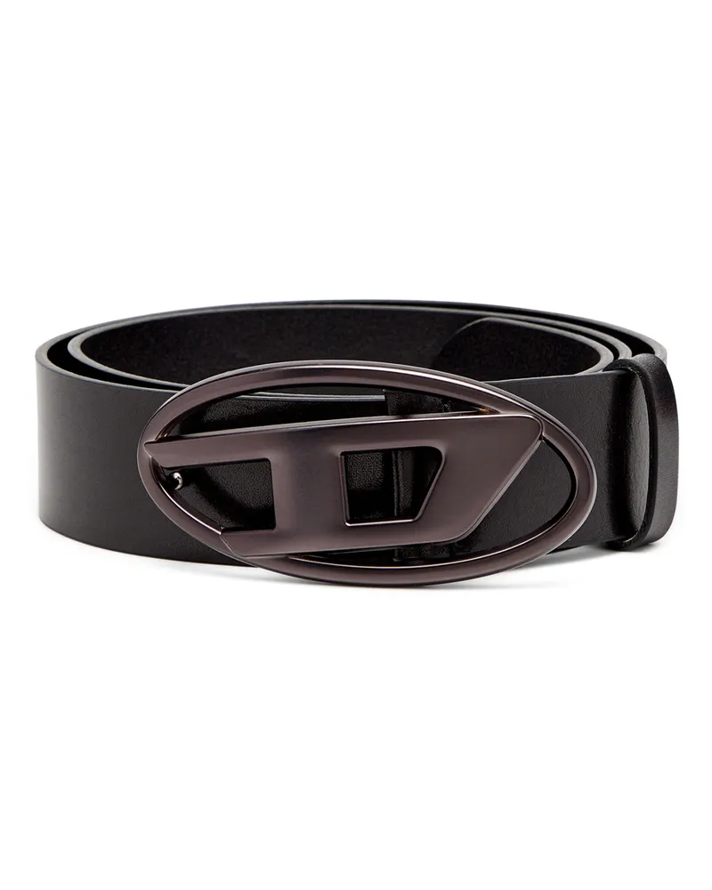 Diesel 3.9cm Gürtel aus Leder mit Metallic-Oval D-Schnalle - Gürtel - Unisex - Schwarz Schwarz
