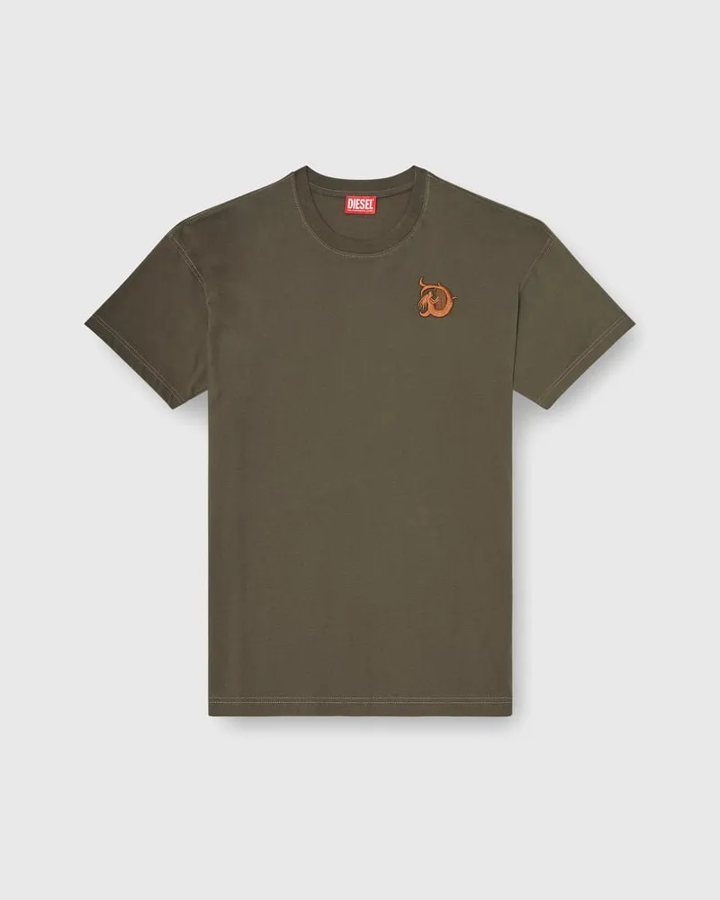 Diesel Jersey-T-Shirt mit Flockprint - T-Shirts - Herren - Grün Grün