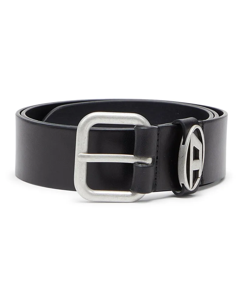 Diesel 4 cm breiter Ledergürtel mit Metallschnalle - Gürtel - Unisex - Schwarz Schwarz