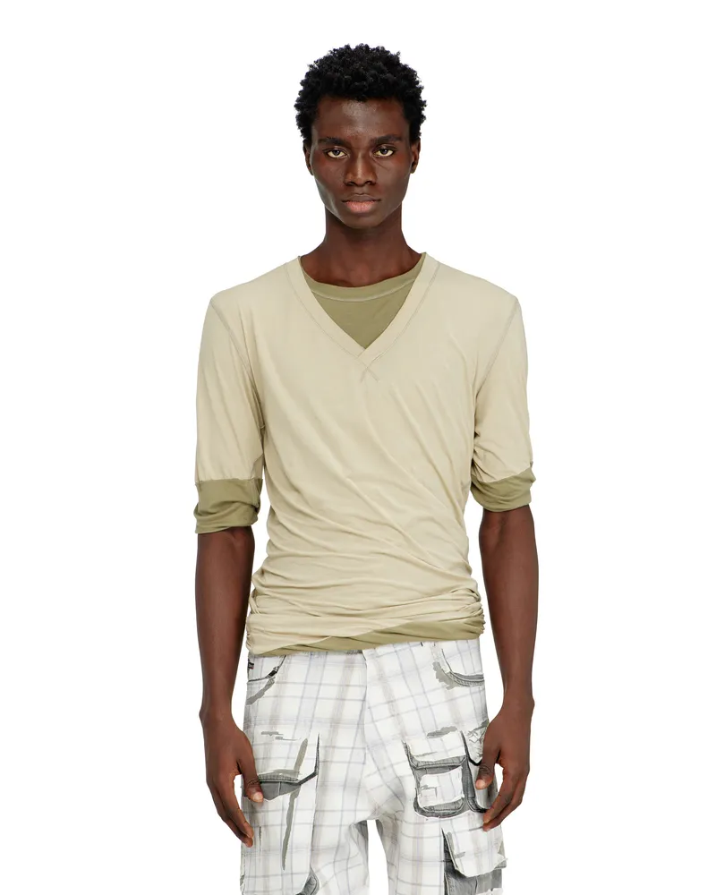 Diesel Oberteil mit verdrehtem Doppellagen-Look - T-Shirts - Herren - Grün Grün
