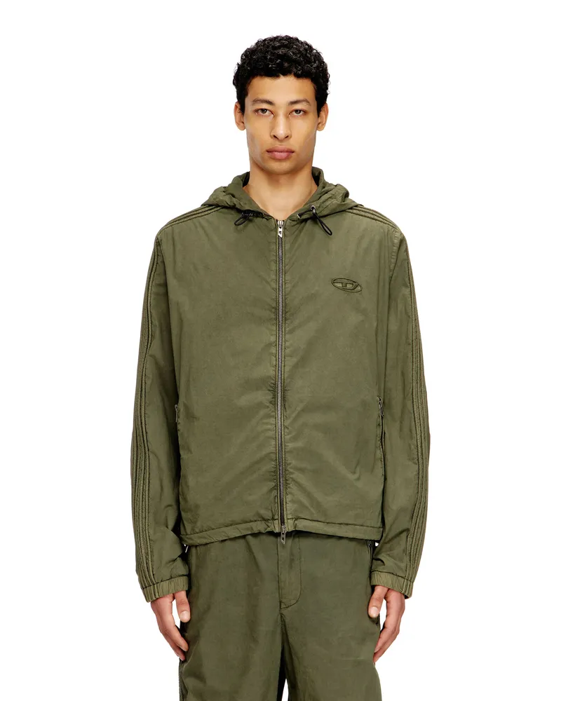 Diesel Kapuzenjacke mit Reißverschluss aus Baumwollpopeline - Jacken - Herren - Grün Grün