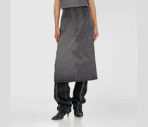 Fleece-Midirock mit Dévoré-Print - Röcke - Damen - Grau